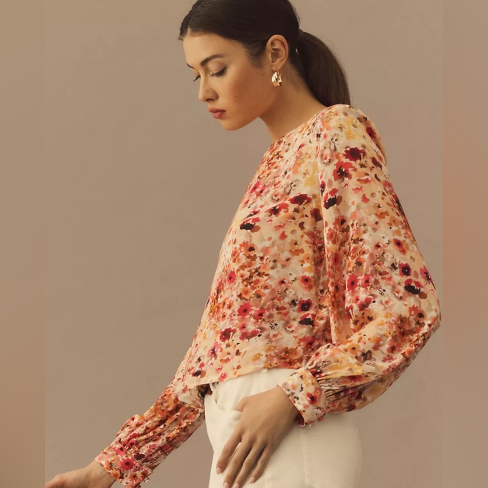 Favorite Daughter The Faye Shirt Button Back Floral Blouse Pink Anthropologie - Picture 3 of 14